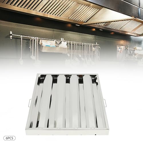 6Pcs Hood Filters 430 Stainless Steel Baffle Filter (19.5W x 24.5H)