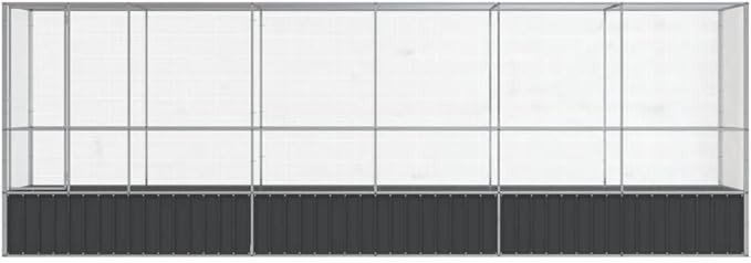 Large Metal Heavy Duty Walk-in Aviary Cage with Extension, Ample Activity Space Bird Cage with Lockable Door Also for Chickens and Rabbits, Silver 246.7"x42.1"x83.5" Steel,-515