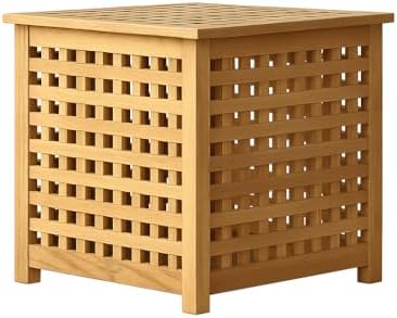 Wooden Storage Box with Lid – Natural Rustic Cube Bench Organizer for Laundry, Shoes, Entryway – Indoor Outdoor Breathable Wood Chest, Crate Bin, Furniture Decor for Home