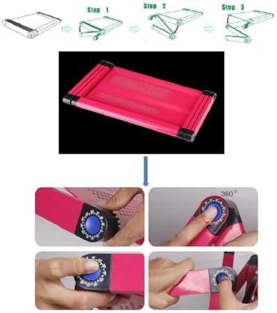 Adjustable Laptop Computer Lap Desk Portable Multifunctional Cooling Ergonomic Vented Table TV Bed Tray Stand Mount Holder(480 * 260mm, Pink)
