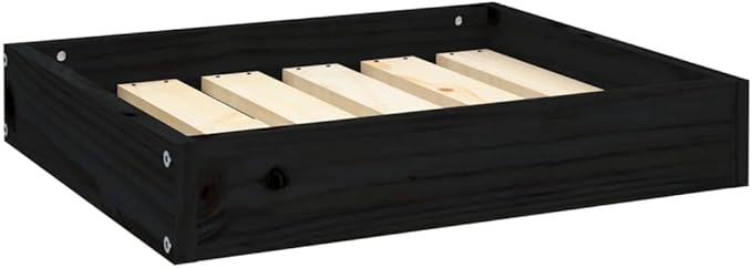 Solid Wood Pine Dog Bed, Solid Wood Pet Bed, Small Pet Furniture Cat & Dog Bed Frame, Black 20.3"x17.3"x3.5",-545
