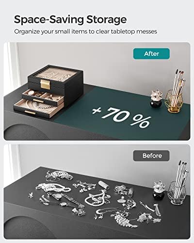 SONGMICS Jewelry Box Organizer, 3-Layer Storage with 2 Drawers, Glass Lid