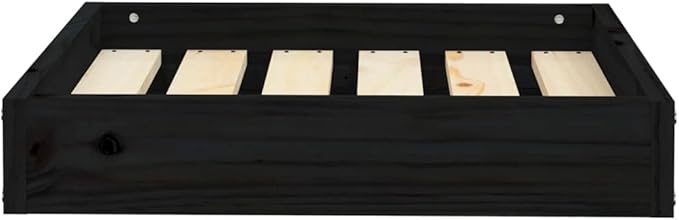 Small Dog Bed, Modern Minimalist Solid Pine Wood Pet Cot, Durable Rectangular Elevated Bed Frame for Cats and Small Breed Dogs, 20.3 x 17.3 x 3.5 Inches, Black