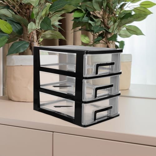 DOITOOL 3 Drawer Desk Organizers, Plastic Home Office Storage Organizer, Makeup Organizer Storage Station Cubes, Cosmetics Jewelry Storage Box for Bathroom, Dorm, Desk, Office