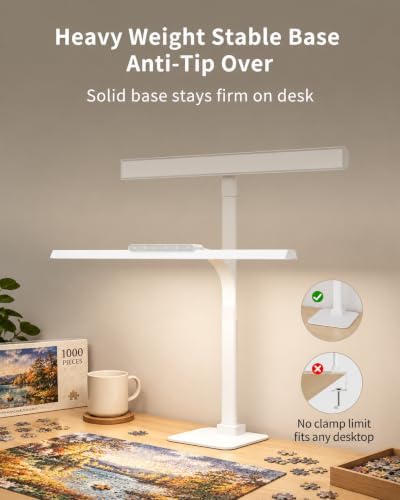 LED Desk Lamp with Base, 24W Super Bright Tall Desk Light for Home Office