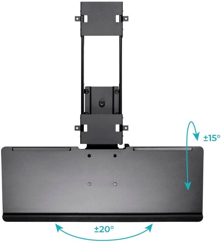 Monoprice Adjustable Ergonomic Keyboard Tray – With a 26.4 x 10in Full Size Platform, Extends Min 18.2in / Max 30.8in, Black - Workstream Collection