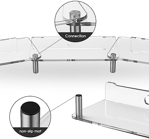 Acrylic Dual Monitor Stand Riser,Adjustable Length Angle for 2Monitors
