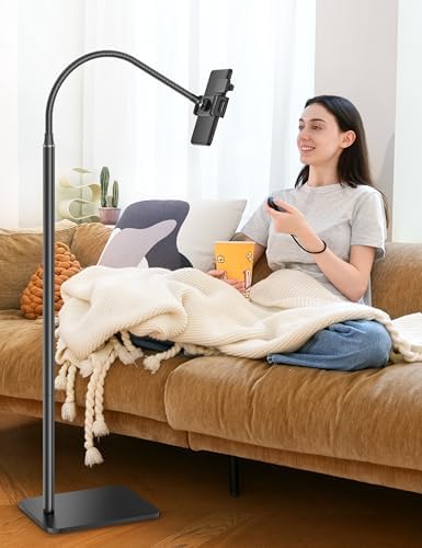 VOLTIFYMAX Tablet Stand with Page Turner Works with Kindle, Tablet Stand Floor Holder Reading in Bed with Adjustable Gooseneck, Compatible with Kindle, Mini Tablet, Phone, Hands Free Use for Readers