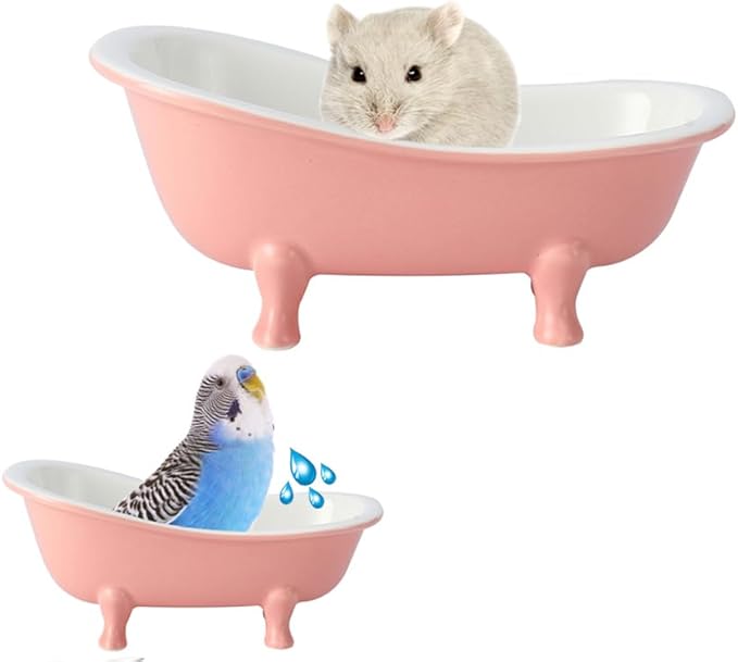 Small Animal Hamster Sand Bathtub, Bird Bathroom, Ice Accessories Cage Toys, Ceramic Relax Habitat House, Sleep Pad Nest for Hamster, Food Bowl for Guinea Pigs/Squirrel/Chinchilla
