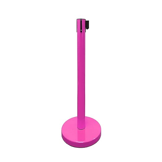 VIP Crowd Control Retractable Belt Stanchion Queue Safety Barrier Set, 36" Ht, 78" Belt (2 M.Pink Posts Pink Belt)