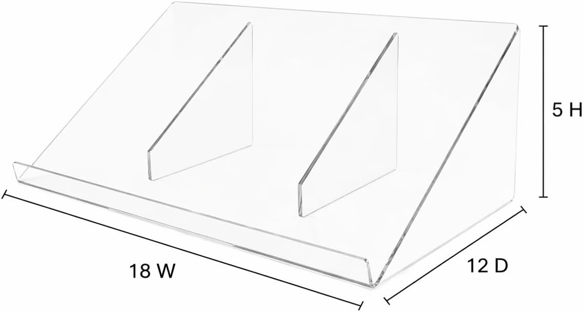 Azar Displays 515566 Acrylic Book Stand Holder, Clear Angled Reading Display, 18" W x 12" D x 5" H