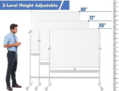 96x48 Magnetic Mobile Whiteboard on Wheel, Large Double Sided Rolling Board