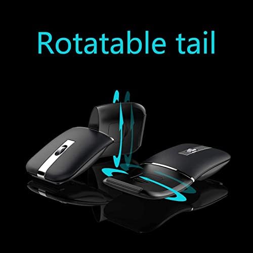 WFB Bluetooth Wireless Mouse for Laptop, Foldable Arc 180° Rotating Silent Click Portable Curved Computer Mice for Home, Office, Travel(Black)