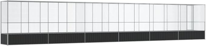 Large Bird Aviary with Extension, Outdoor Galvanized Steel Bird Cage, Galvanized Steel Outdoor Bird Aviary, Mesh Fence Bird House for Small Animals, 492.3"x42.1"x83.5"