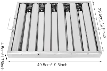 6Pcs 19.5W x 15.5H x 1.78TH Inch Commercial Hood Filters, 430 Stainless Steel 5 Grooves Hood Filters Restaurant Kitchen Exhaust Hoods for Grease Filter, Range Hood Baffle Filter