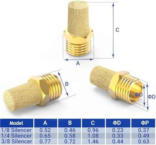 20-PACK 1/8" Male Thread Brass Pneumatic Exhaust Muffler Bronze Silencer Sintered