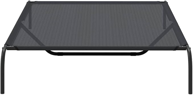 Elevated Dog Bed for Large Breeds, 59 Inch Raised Pet Cot with Breathable Textilene and Heavy-Duty Powder-Coated Steel Frame, Portable Cooling Bed for Outdoor and Indoor Use, Black