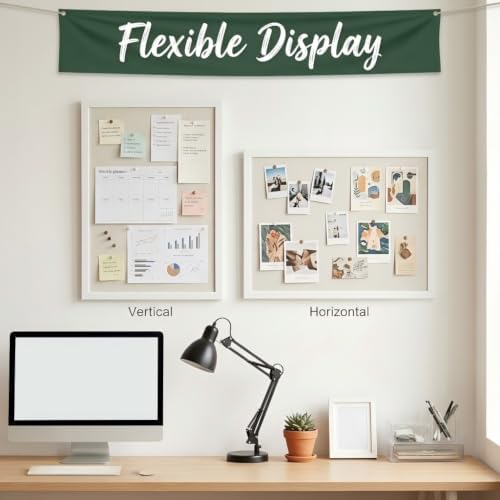 Gideal White Bulletin Board with Pine Wood Frame and Linen Surface