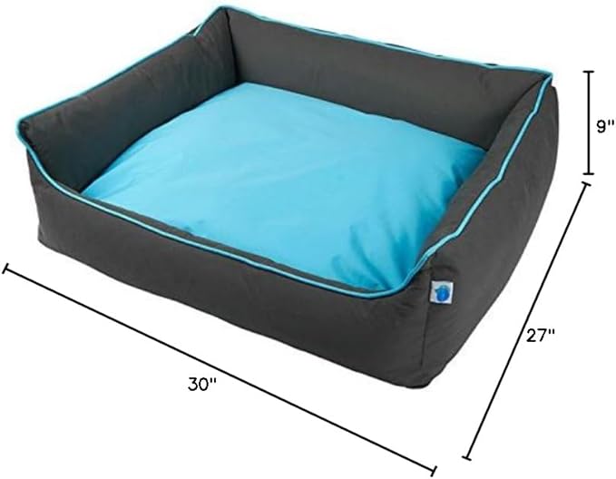 Totally Pooched Explore Bolster Dog Bed with EVERFRESH Probiotic Technology for Natural, Non-Toxic Odor Control- Blue, Large