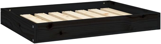 Minimalist Solid Pine Wood Dog Bed for Medium Dogs, Raised Design for Joint Support and Posture, Rustic Finish, Durable and Easy to Clean, 28.1 x 21.3 x 3.5 Inches, Pet