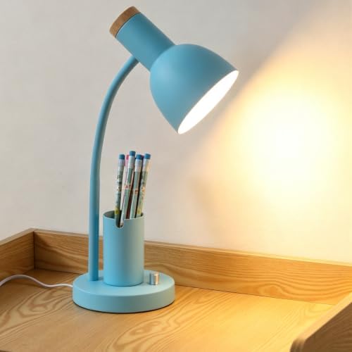Adjustable Metal Desk Lamp with Pen Holder,Flexible Neck Table Lamp