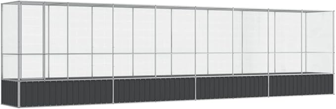 Outdoor Aviary Bird Cage, Galvanized Steel Outside Ample Activity Space Birdcage, 328.5"x42.1"x83.5", -265