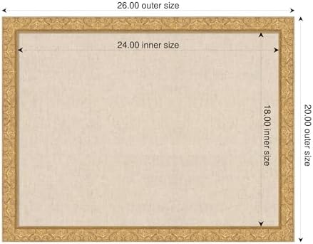 Kate and Laurel Framed Fabric Pinboard 26 x 20, Neutral Weave Printed Linen Decorative Bulletin Board for Use as a Vision Board or Wall Organization, Lila Gold Frame