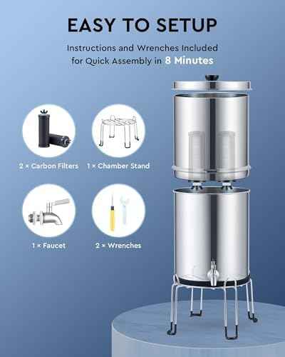 CO-Z Gravity Fed Water Filter System, Stainless Steel Gravity Water