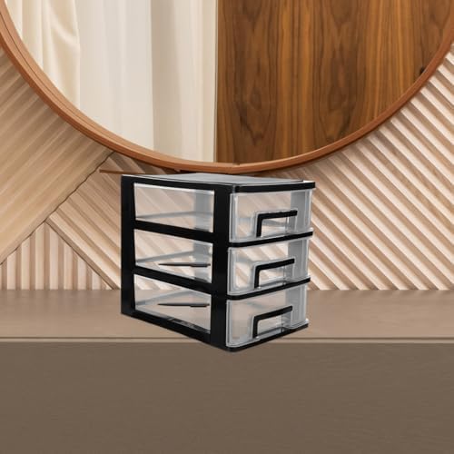 DOITOOL 3 Drawer Desk Organizers, Plastic Home Office Storage Organizer, Makeup Organizer Storage Station Cubes, Cosmetics Jewelry Storage Box for Bathroom, Dorm, Desk, Office