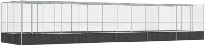 Large Bird Aviary with Extension, Outdoor Galvanized Steel Bird Cage, Galvanized Steel Outdoor Bird Aviary, Mesh Fence Bird House for Small Animals, 448.4"x120.9"x83.5"