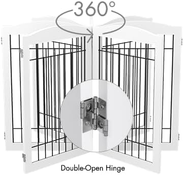 Spirich Freestanding Wire Pet Gate for Dogs, 60 inches Extra Wide, 30 inches Tall Dog Gate for The Houes, Doorway, Stairs, Pet Puppy Safety Fence, White 3 Panels