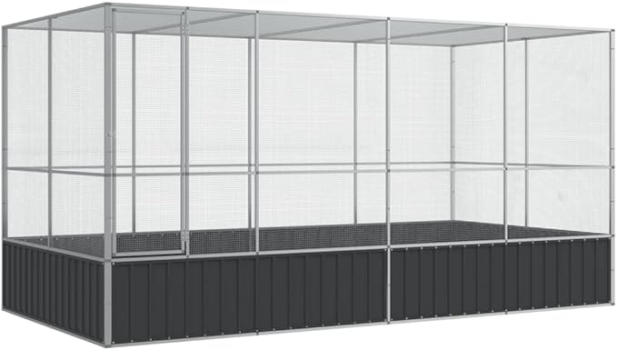 Outdoor Aviary Bird Cage, Galvanized Steel Outside Ample Activity Space Birdcage, 164.6"x81.5"x83.5", -268