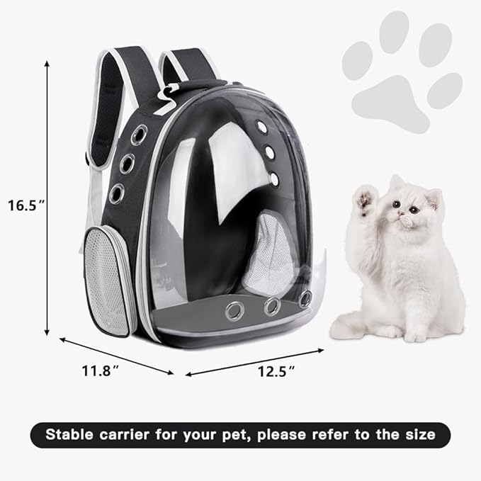 Pet Backpack Carrier with Harness Backpack for Cats, Small Dogs, Bunnies etc with Harness Included, Pet Carrier for Traveling, Walking, Hiking and Outdoor Activities (Black)