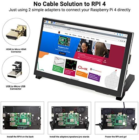 ELECROW 7 Inch Touchscreen Monitor for Raspberry Pi - 1024x600 IPS Capacitive Touch Screen HD Mini LCD Display with Stand Compatible with Raspberry Pi 5/4B/3B+/3B, BB Black, Win11/10/8/7, Driver Free