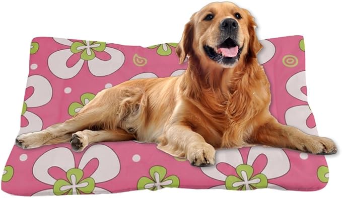 Pink Abstract Floral Dog Beds and Furniture Small Dog Crate Mat Pad for Crate Washable Beds Washable Non-Slip for Medium Dogs Bed Pet Mat Doggy Medium Dogs Indoor Outdoor 36X24 Inch