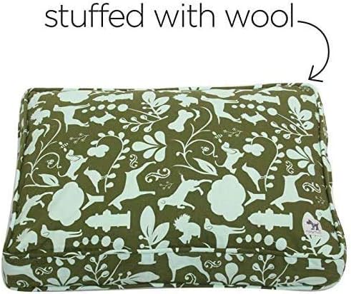 Molly Mutt Sheepy Wool-Filled Crate Pad, GOTS-Certified 100% Organic Cotton Canvas Cover with Soft 100% Natural Wool Insert, Ideal for Dog Bed or Kennel, Amarillo by Morning, 42" x 28" x 2.5"
