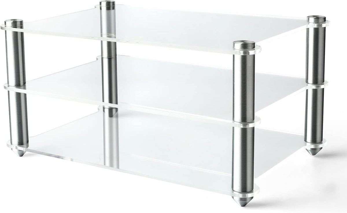 KGUSS Mini Audio Component Rack Acrylic 2-Layer Aluminium Holders Small Desktop Transparent Rack for HiFi Audio Equipment dac Amplifier Amp