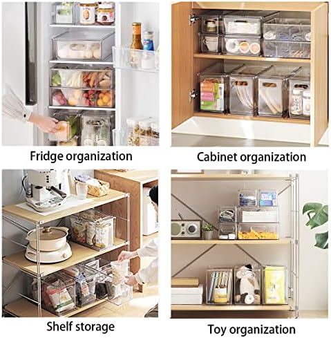 2Pack Stackable Fridge Drawers Pull-Out Bins Divided Produce Saver Containers for Refrigerator Storage Organizers for Veggie Fruit Berry Pantry Cabinet Makeup Clothes