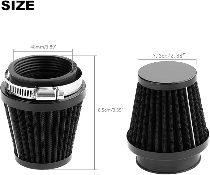 Mtsooning 48mm Motorcycle Air Filter, Clamp-on Intake Pod Cleaner Filter