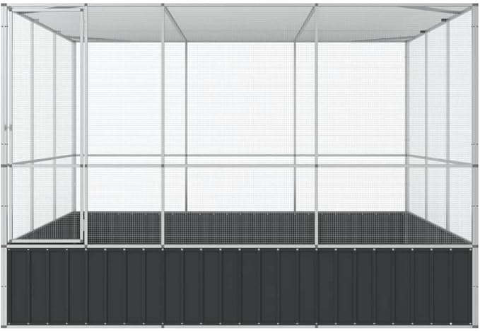 Steel Aviary Silver, Steel Bird Cage, Outdoor Aviary Parrot Cage Wide Flight Metal Birdcage, 122.4"x120.9"x83.5" Steel,-83