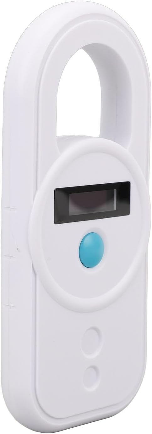 ANGGREK Pet Chip Scanner, Rechargeable Dual Frequency Store 128 Stores Information Easy to Use Portable Animal Tag Reader for Animal Hospitals (White)