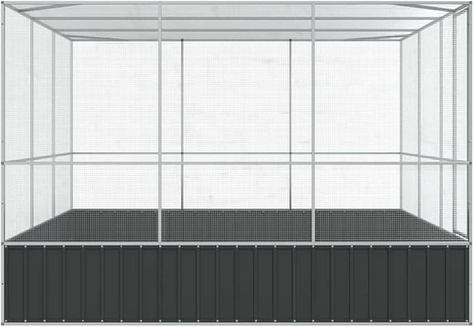 Large Metal Heavy Duty Walk-in Aviary Cage, Ample Activity Space Bird Cage with Lockable Door Also for Chickens and Rabbits, Silver 122.4"x120.9"x83.5" Steel,-512