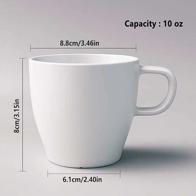6-Pack 10oz Unbreakable Coffee Mugs, Microwave Safe Premium Drinkware,
