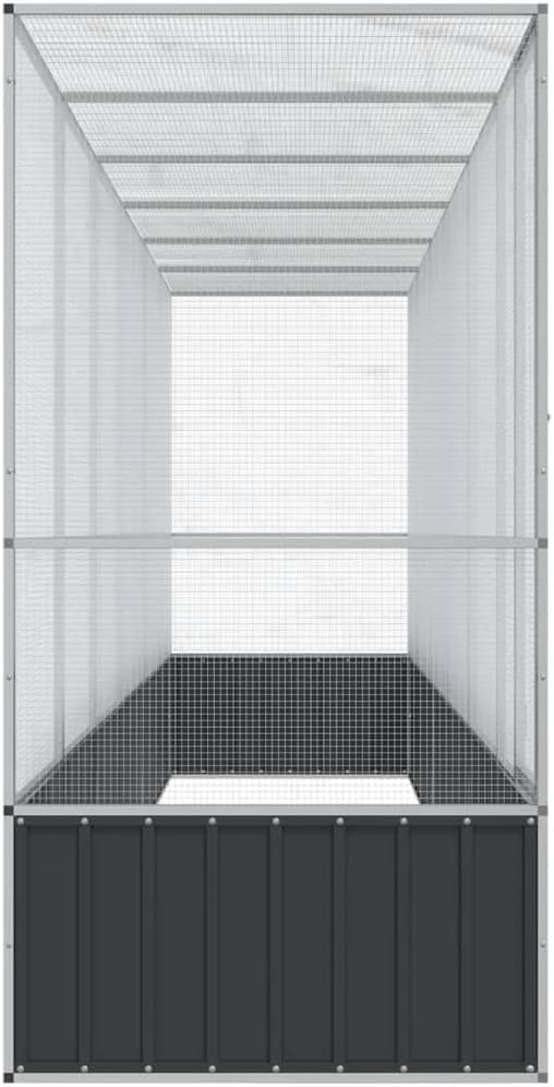 Large Metal Heavy Duty Walk-in Aviary Cage with Extension, Ample Activity Space Bird Cage with Lockable Door Also for Chickens and Rabbits, Silver 246.7"x42.1"x83.5" Steel,-408