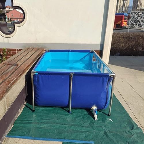 Flexible PVC Canvas Fish Breeding Water Tank with Steel Frame, Clear Viewing Window, Easy Assembly, Ideal for Aquatic Pets, Backyard Pool Pond - 50x40x30cm