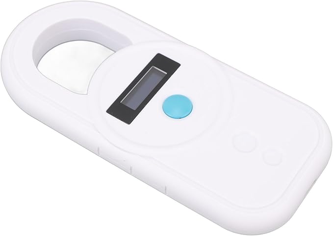 ANGGREK Pet Chip Scanner, Rechargeable Dual Frequency Store 128 Stores Information Easy to Use Portable Animal Tag Reader for Animal Hospitals (White)
