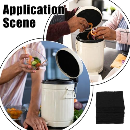 16Pcs Activated Charcoal Purifying Deodorizer for Trash Cans Universal Stick-on Rectangle Odor Absorbing Filters for Compost Buckets Countertop Recycle Bins Home Kitchen Accessories