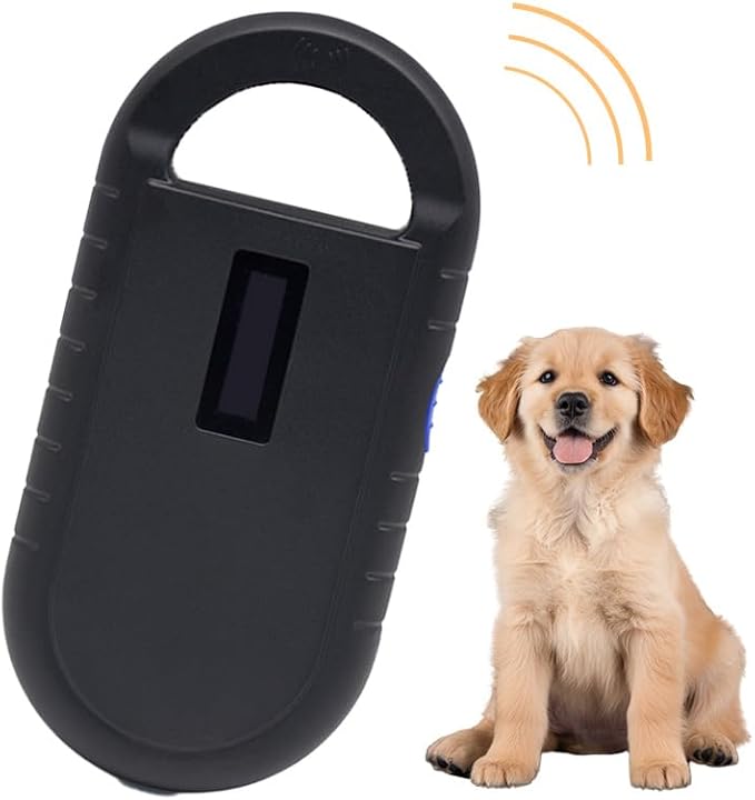 Pet Microchip Scanner ISO11784/85/FDX-B/EMID Animal Handheld Reader,134.2kHz Pet ID Scanner Rechargeable Animal Chip Registration, for Dog/Cat/Pig/Animal (Pure Black) with Storage Memory