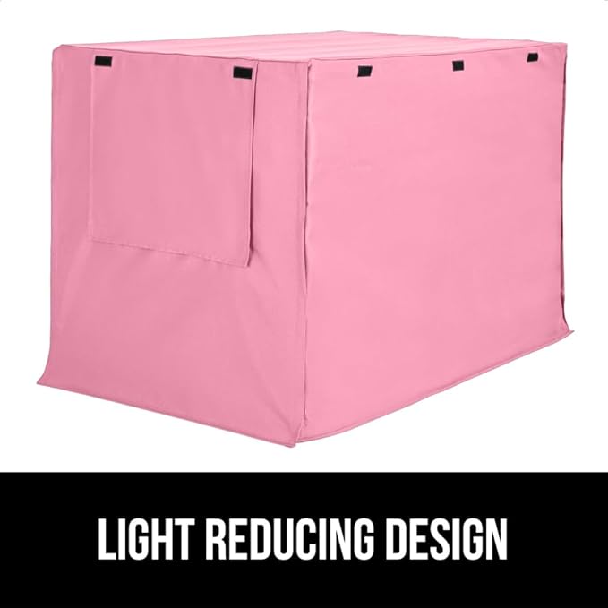 GORILLA GRIP Dog Crate Covers Compatible with Amazon Basics Dog Crates, All Sides Open, Privacy Cover Fits 36" Wire Kennel, Breathable Mesh Windows, Light Reducing Puppy Training Cage Topper, Pink