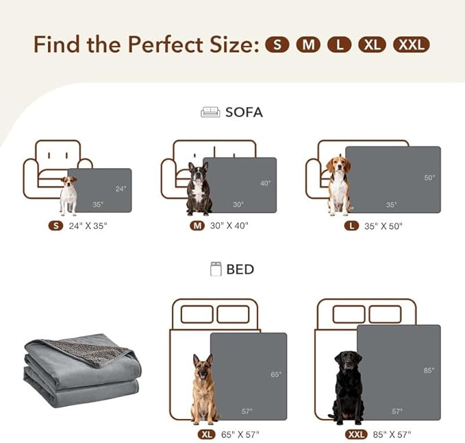 Lekereise Reversible Waterproof Dog Blanket, Super Soft Scratch-Resistant Pet Blanket, Washable Leak-Proof Cover for Sofa Bed Car Seat, for Cats to Large Dogs (Gray, 25" x 35")